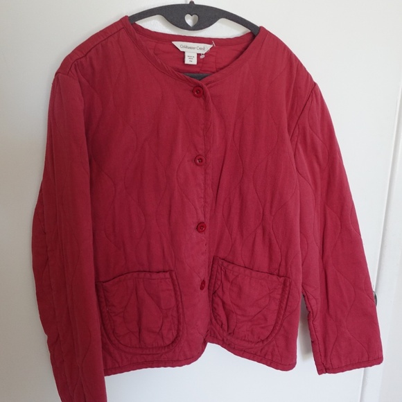 NWOT Coldwater Creek Red Quilted Cotton Buttondown Jacket M Petite - Picture 1 of 10